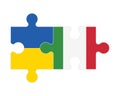 Puzzle of flags of Ukraine and Italy, vector