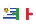 Puzzle of flags of Uruguay and Italy, vector