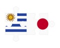 Puzzle of flags of Uruguay and Japan, vector