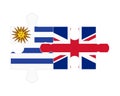 Puzzle of flags of Uruguay and United Kingdom, vector