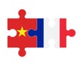 Puzzle of flags of Vietnam and France, vector