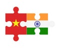 Puzzle of flags of Vietnam and India, vector