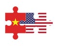 Puzzle of flags of Vietnam and US, vector