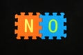 puzzle foam tiles depicting no for refusal and denial concept Royalty Free Stock Photo