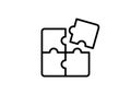 Puzzle with four parts line icon. Jigsaw, square, match. Integrity concept. Can be used for topics like challenge, management,