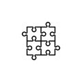 Puzzle with four parts line icon. Jigsaw, square, match. Integrity concept. Can be used for topics like challenge