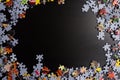 puzzle frame on black background Royalty Free Stock Photo