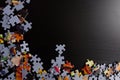 puzzle frame on black background Royalty Free Stock Photo