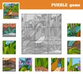 Puzzle Game for children with animals (quail)