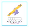 Puzzle game for children. Cartoon seesaw vector. Read the word. Royalty Free Stock Photo