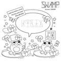 Puzzle Game for children. Coloring Page Outline Of Coloring Page Outline Of cartoon little frogs. Coloring Book for kids