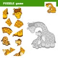 Puzzle Game for children, giraffe family