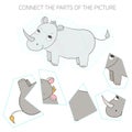Puzzle game for chldren rhino Royalty Free Stock Photo