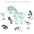 Puzzle game for chldren zebra Royalty Free Stock Photo