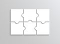 Puzzle game. Jigsaw grid with 6 details. Vector illustration