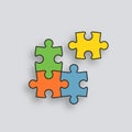 Puzzle game. Jigsaw grid with 4 pieces. Vector illustration