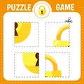 Puzzle game for kids. Cutting practice. Education developing worksheet. Activity page. Cut and glue lock