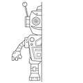 Puzzle Game for kids. Draw symmetrically and paint. Coloring Page Outline Of cartoon robot. Coloring book for children