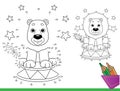 Puzzle Game for kids: numbers game. Coloring Page Outline of cartoon circus lion. Coloring Book for children Royalty Free Stock Photo