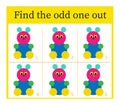 Puzzle game for kids. Task for development of attention and logic. Cartoon toy bear