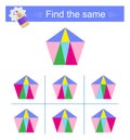 Puzzle game for kids. Task for development of attention and logic. Need to find same group of objects