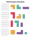 Puzzle game for kindergarten and preschool kids. Worksheet fold the square of the pieces