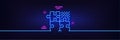 Puzzle game line icon. Decide Jigsaw sign. Neon light glow effect. Vector