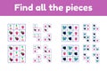 Puzzle game for preschool children. Find all the pieces. Royalty Free Stock Photo