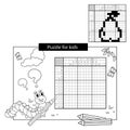 Puzzle Game for school Children. Pear. Black and white japanese crossword with answer. Coloring book for kids