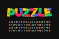 Puzzle game style 3d font