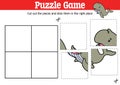 Puzzle game to cut and stick pieces with cartoon whale character Royalty Free Stock Photo