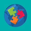 Puzzle with globe for autism day concept vector illustration Royalty Free Stock Photo