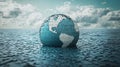 Puzzle Globe Floating on Water with Blue Sky and Clouds Royalty Free Stock Photo