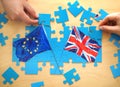 Puzzle with Great Britain and European Union flags. Brexit concept Royalty Free Stock Photo