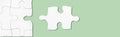 Puzzle on green surface. Connecting, network, synergy idea. Metaphor of teamwork, hr, problem solving Royalty Free Stock Photo