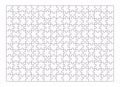 Puzzle grid with 204 blank pieces. Outlined mosaic background, pattern with empty linear parts for print. Contoured