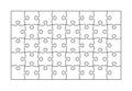 Puzzle grid from 40 pieces. Jigsaw scheme. Vector illustration