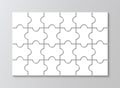 Puzzle grid template with 4x6 details. Puzzle pieces. Jigsaw layout. Laser cut frame