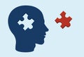 Puzzle head brain concept with a jigsaw piece cut out Royalty Free Stock Photo