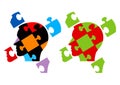 Puzzle heads symbolizing Psychology