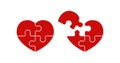 Puzzle heart icon. Jigsaw symbol. Sign love logo vector flat Royalty Free Stock Photo