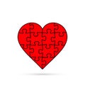 Puzzle Heart, vector red illustration isolated on white Royalty Free Stock Photo