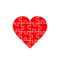 Puzzle Heart, vector red illustration isolated on white background Royalty Free Stock Photo