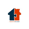 Puzzle house build construction vector logo icon