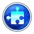 Puzzle icon futuristic blue round button vector illustration Royalty Free Stock Photo