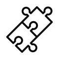 Puzzle icon linear logo mark in black and white Royalty Free Stock Photo