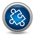 Puzzle icon starburst shiny blue round button illustration design concept Royalty Free Stock Photo