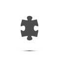 Puzzle icon. Vector gray puzzle piece isolated on white background.