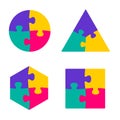 Puzzle icons set, vector isolated color illustration, for your design Royalty Free Stock Photo