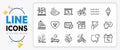 Puzzle image, Heart and Cyclist line icons. For web app. Vector